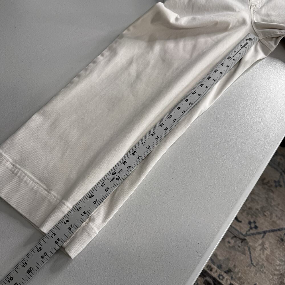 SPANX Stretch Twill Crop Wide Leg Pants Womens M Petite White Coastal Nautical - Picture 9 of 11